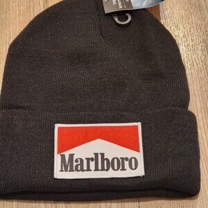 Marlboro Patched Knit Cuffed Beanie in Black.